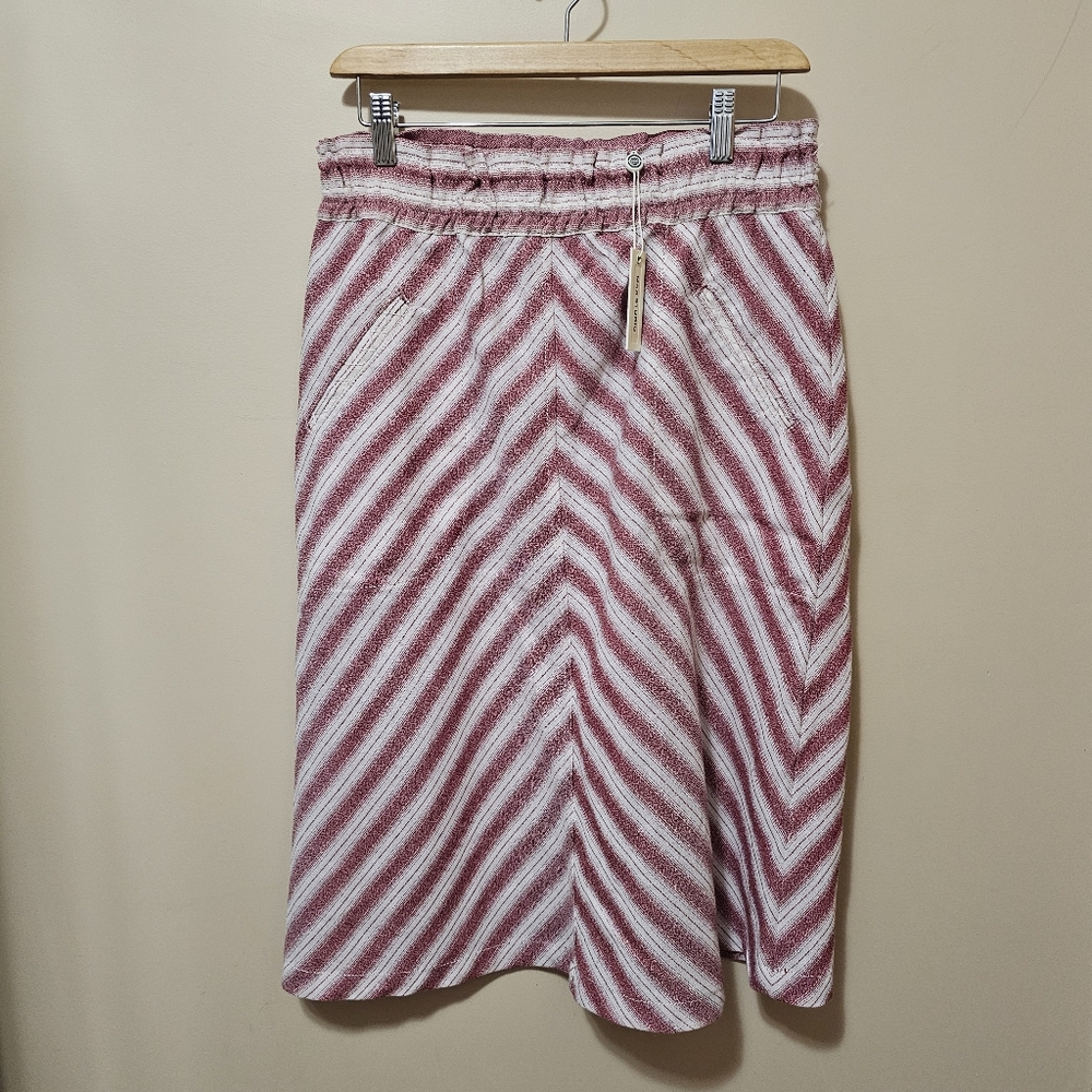 MAX STUDIO | NWT Red & White Diagonal Striped Midi Skirt with Pockets – Medium - Picture 4 of 7